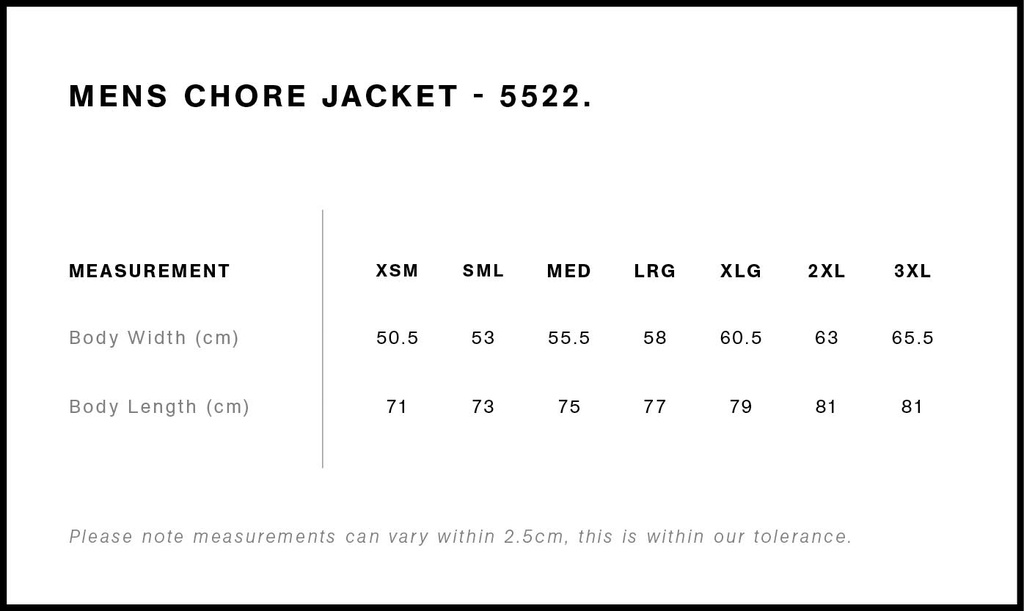 Size Guide - Style 5522