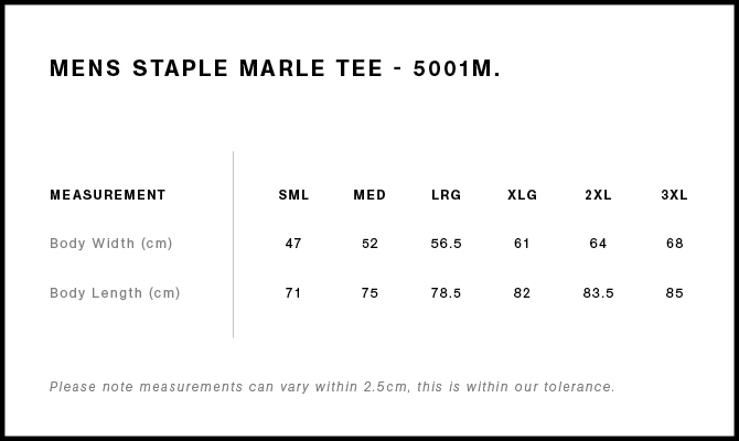 Size Guide - Style 5001M