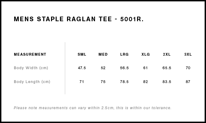 Size Guide - Style 5001R