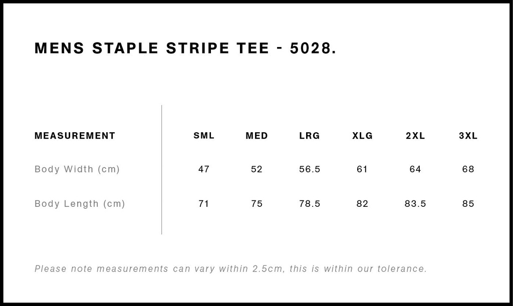 Size Guide - Style 5028