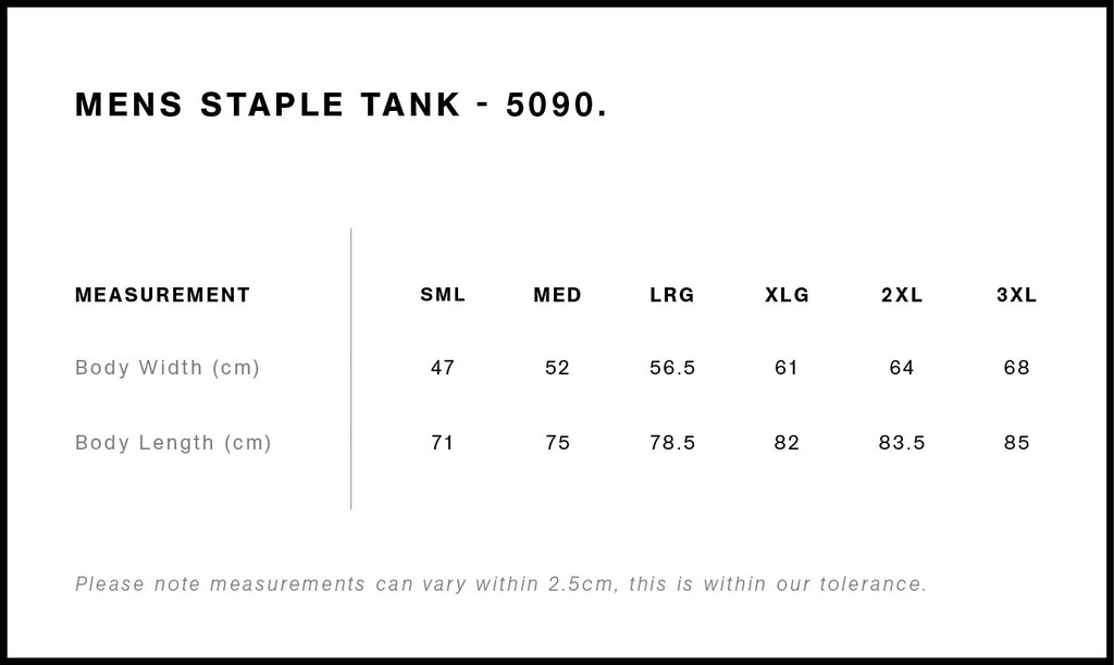 Size Guide - Style 5090