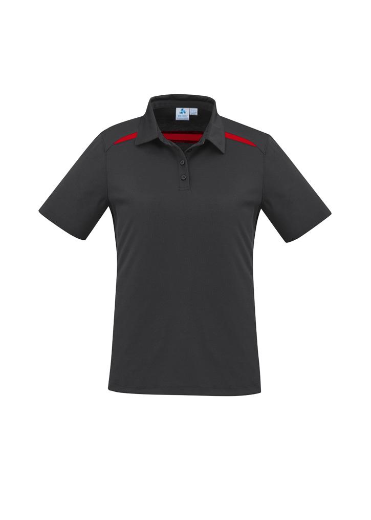 [9401042594297] P901LS - Womens Sonar Short Sleeve Polo (6, Black/Red)