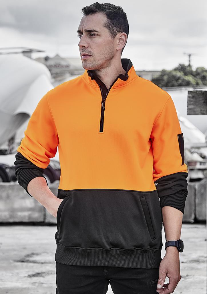 [9401042668493] ZT476 - Unisex Hi Vis 1/2 Zip Pullover (XXS, Orange/Black)
