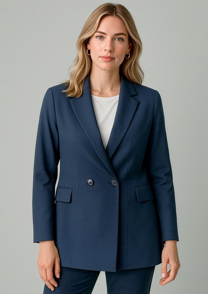 [9401042672216] RJ400L - Womens Renew Double Breasted Longline Jacket (4, Navy Dusk)