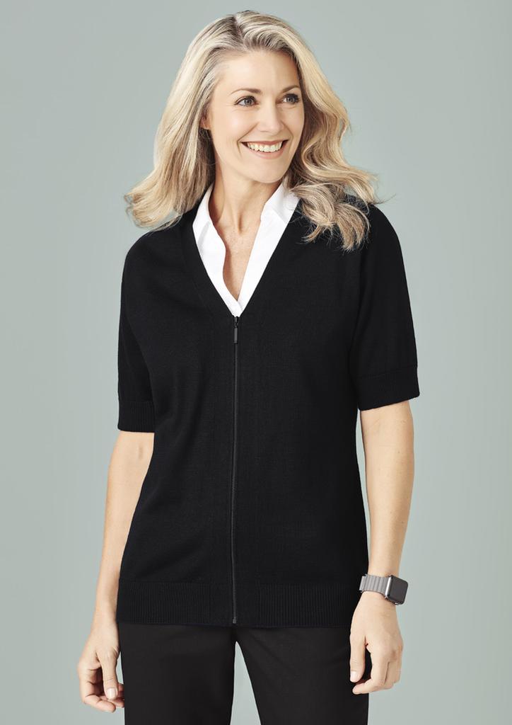 CK962LC - Womens Zip Front Short Sleeve Knit Cardigan
