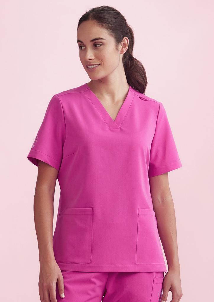 CST245LS - Womens Pink V-Neck Scrub Top