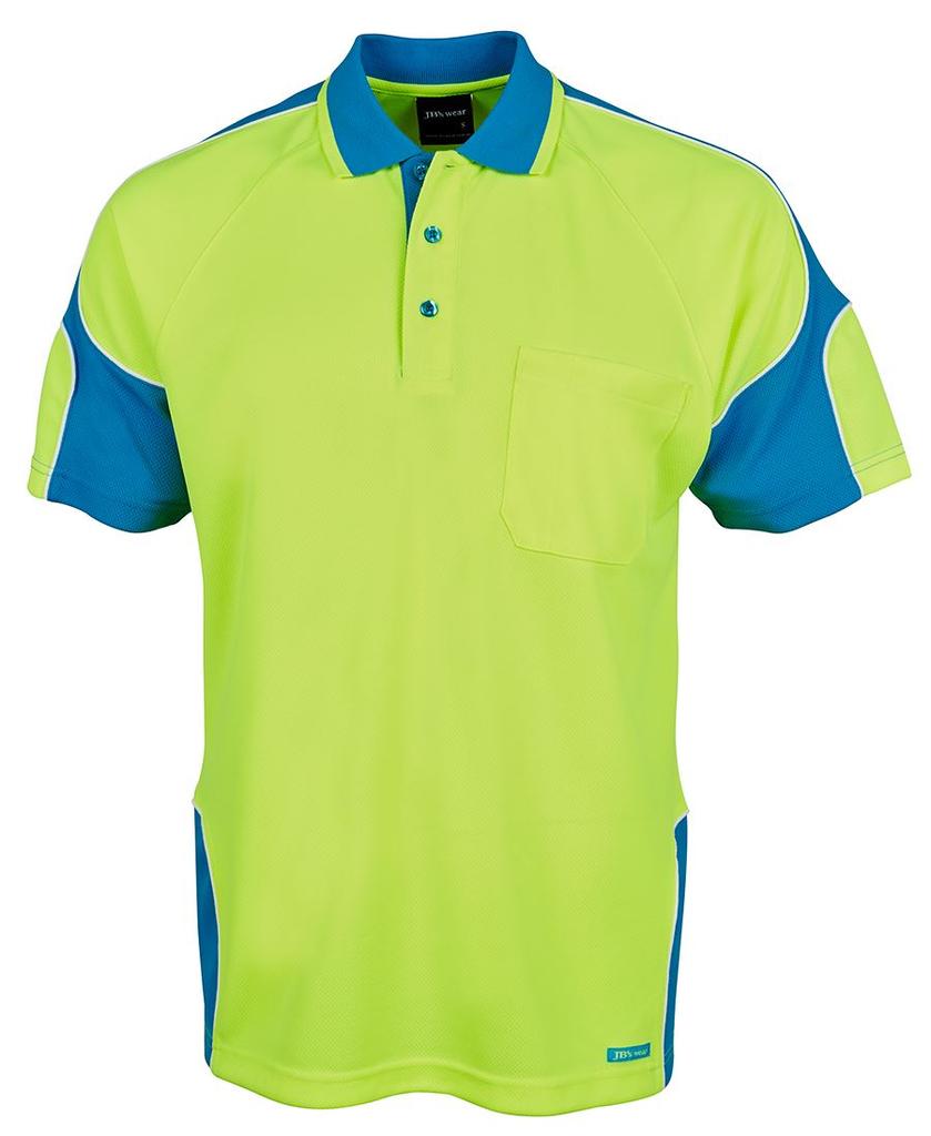 [6AP4SELA1] 6AP4S - JBs Hv 4602.1 S/S Arm Panel Polo (2XS, Lime/Aqua)