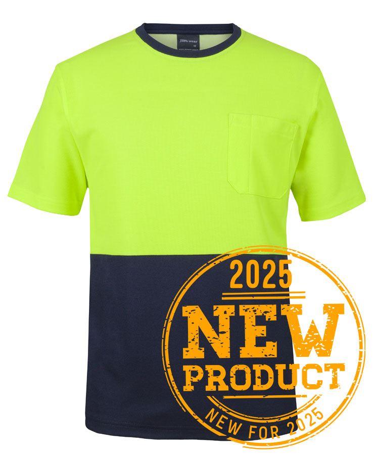 [6HCBTENA1] 6HCBT - JBs Hv Cotton Back Tee (2XS, Lime/Navy)