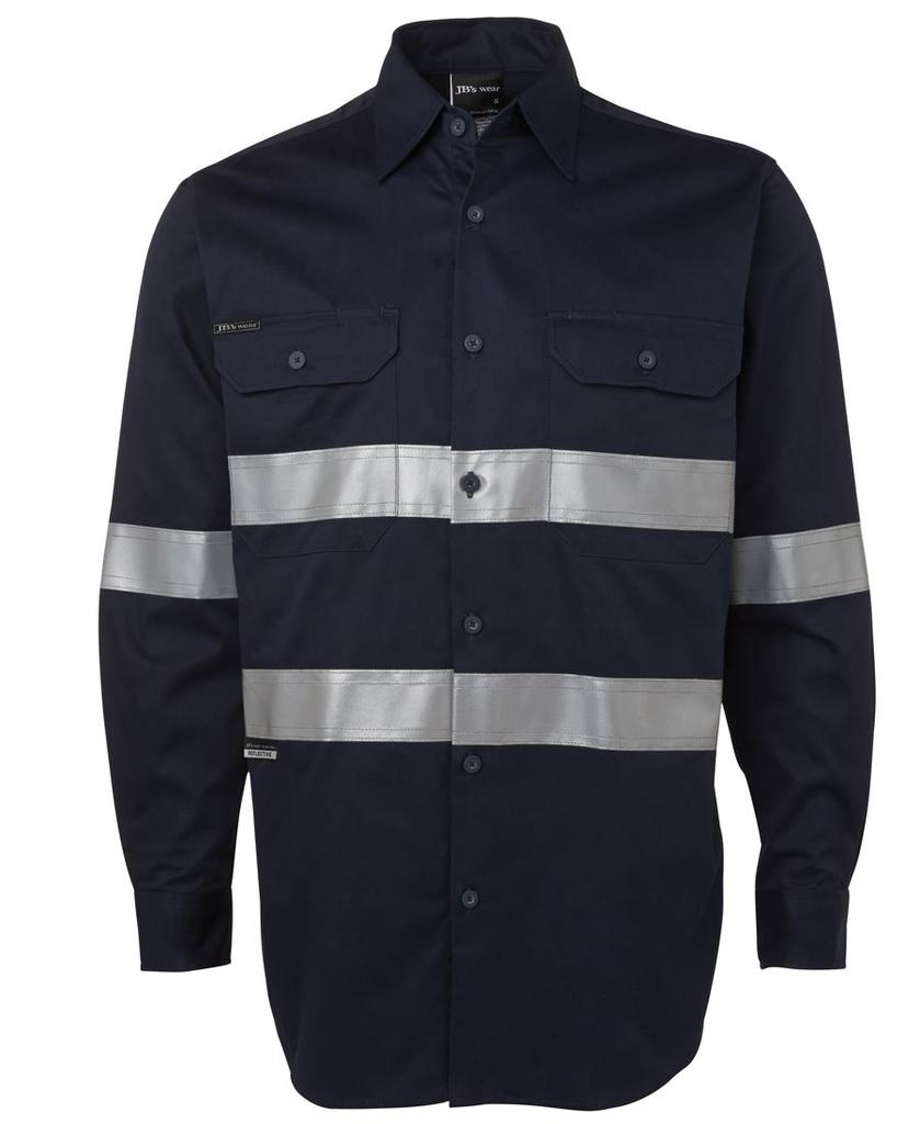 [6HDNLNXAA] 6HDNL - JBs L/S 190G Work Shirt With Reflective Tape (XS, Navy)