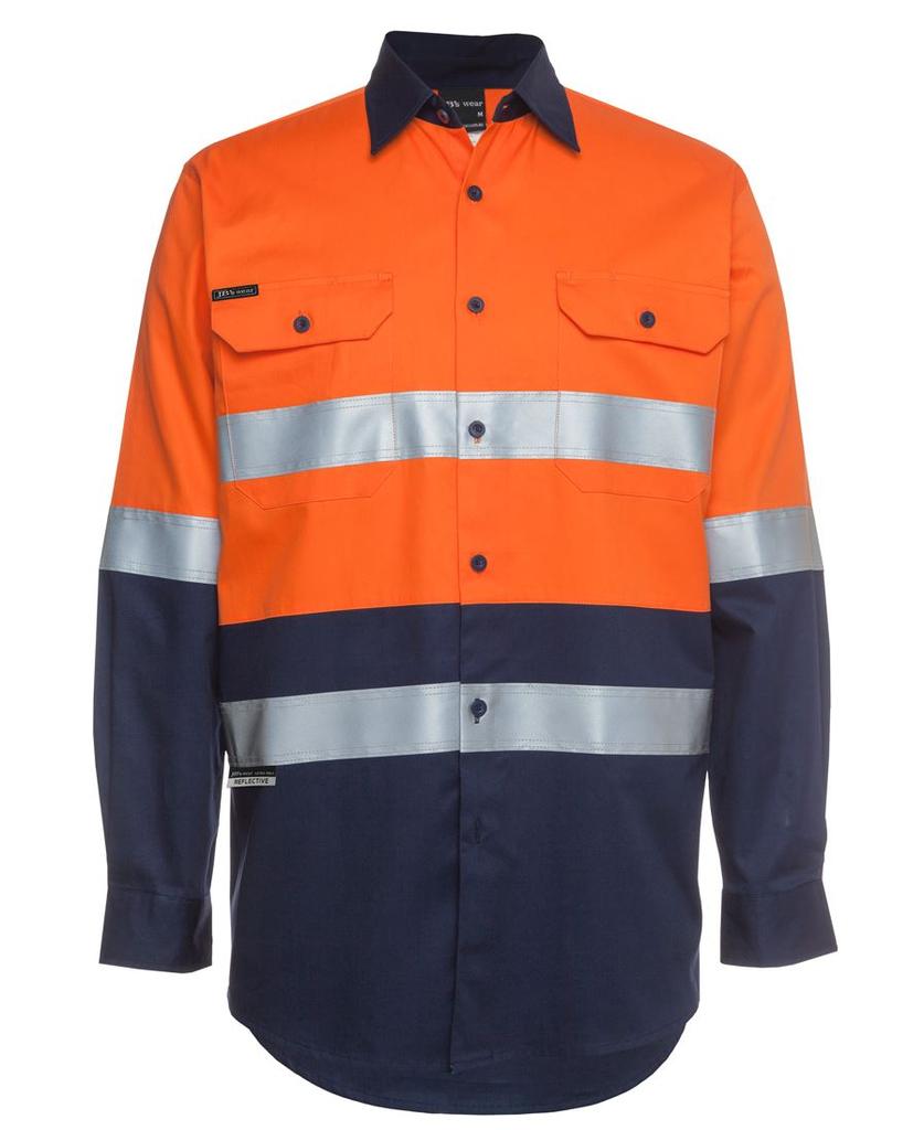 [6HLSONAA] 6HLS - JBs Hv (D+N) L/S 190G Shirt (XS, Orange/Navy)
