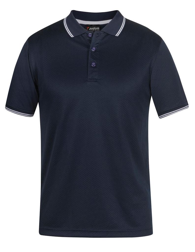 [7JCPQDA1] 7JCP - Pdm Jacquard Contrast Polo (2XS, Charcoal/Aqua)