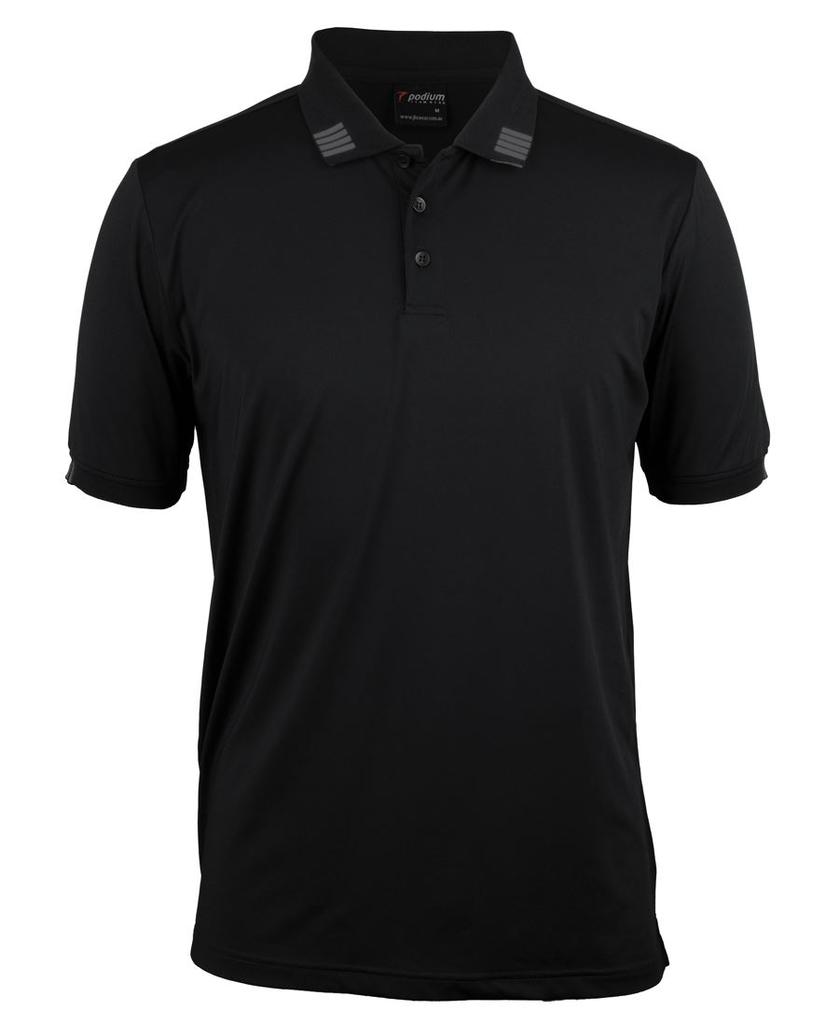 [7S4PBGA0] 7S4P - Podium 4 Stripe S/S Stretch Polo (3XS, Black/Charcoal)