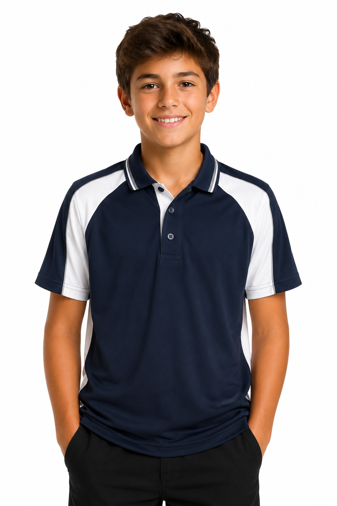 [330902331] 3309 - KIDS PANORAMA POLO (4, Black/Ashe/White)