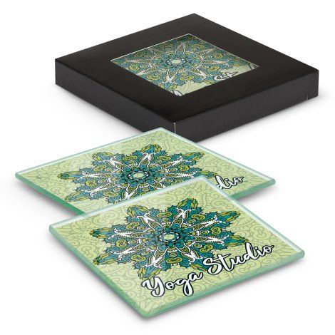 [116109] Venice Glass Coaster - Set of 2 - Square - Full Colour - 120164