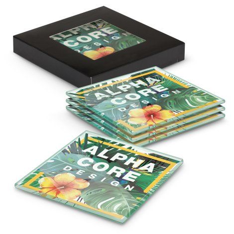 [116109] Venice Glass Coaster - Set of 4 - Square - Full Colour - 120166