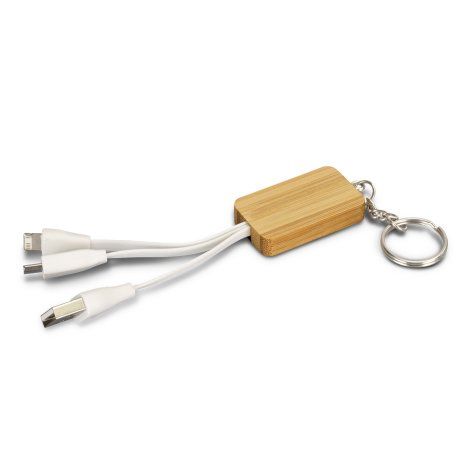 [121366] Bamboo Charging Cable Key Ring - Rectangle - 121410