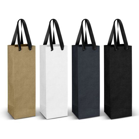 [125001] Wine Ribbon Handle Paper Bag - 125054 (Black)