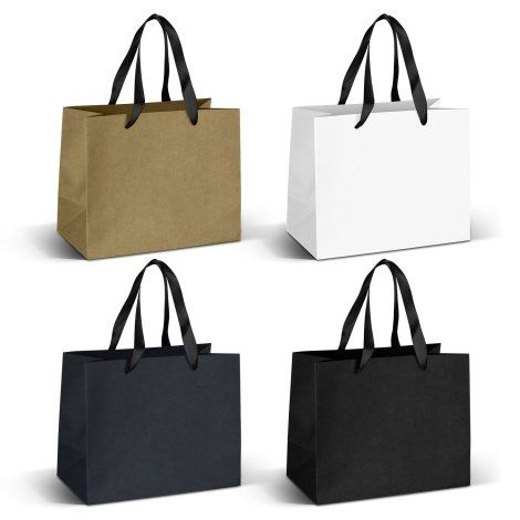 [125013] Medium Ribbon Handle Paper Bag - 125057 (Black)
