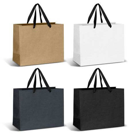 [125017] Large Ribbon Handle Paper Bag - 125058 (Black)