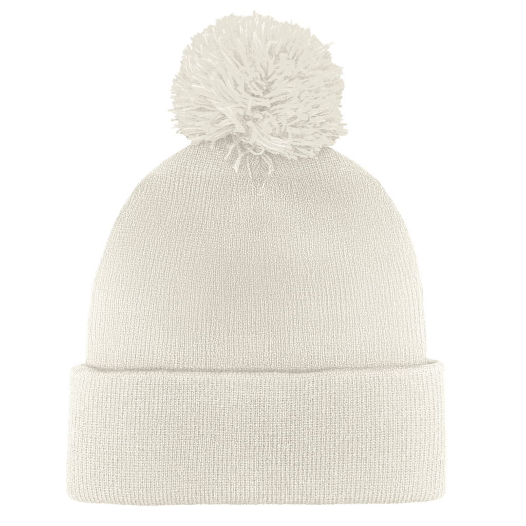 [HB1900WH-HW24] B1900 - Headwear24 Cuffed Knitted Pom Pom Beanie (White)