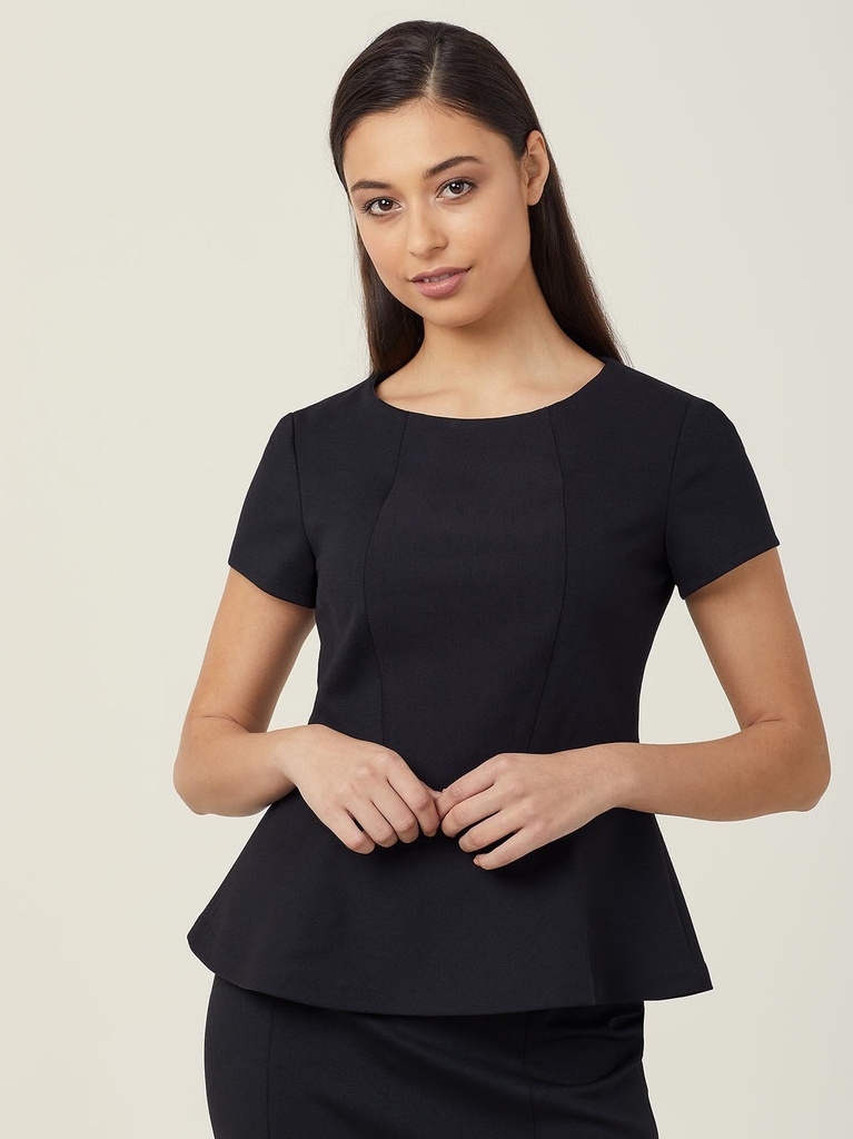 [9400021642929] CAT9S1 - Ponte Knit Cap Sleeve Peplum Top (6)