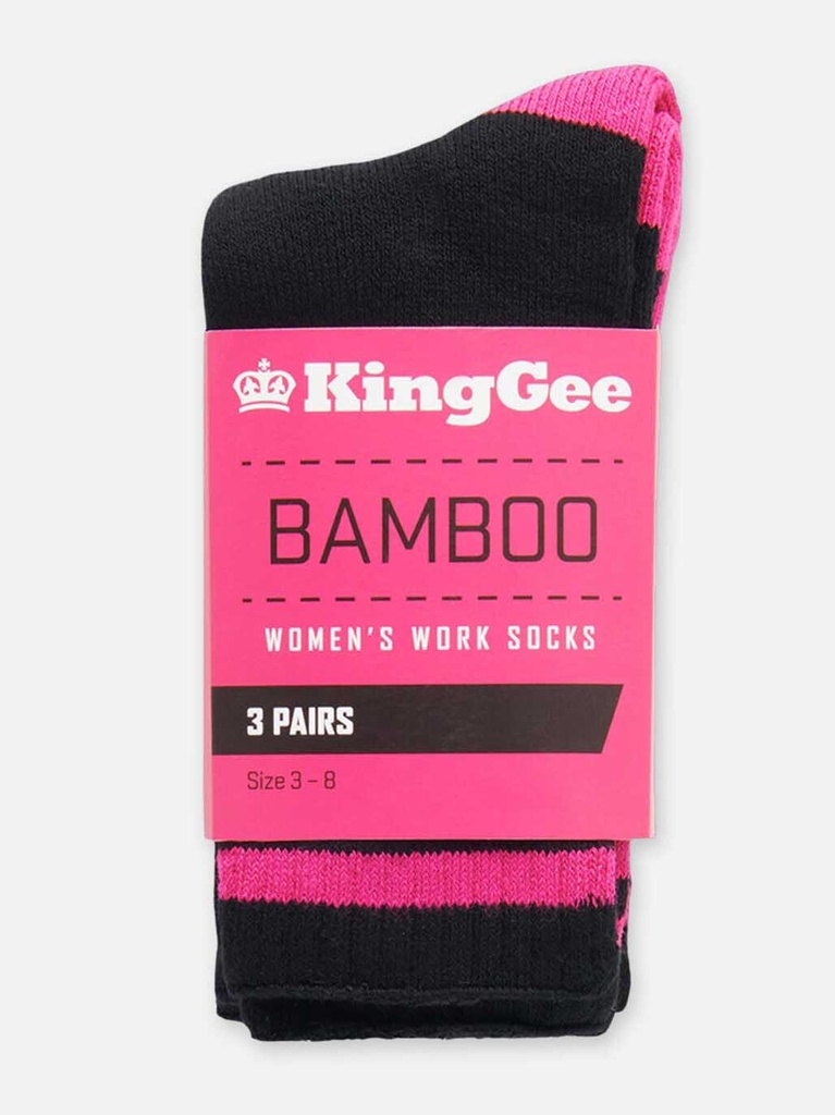 [9400083381873] K49015 - Womens Bamboo Crew Work Socks - 3 Pack
