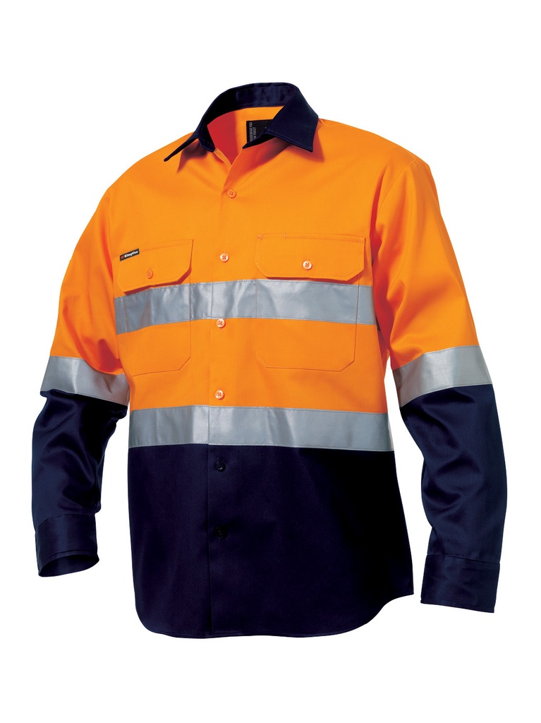 [9400021779465] K54315 - Long Sleeve Hi-Vis Open Front Spliced Shirt (S, ORANGE/NAVY)
