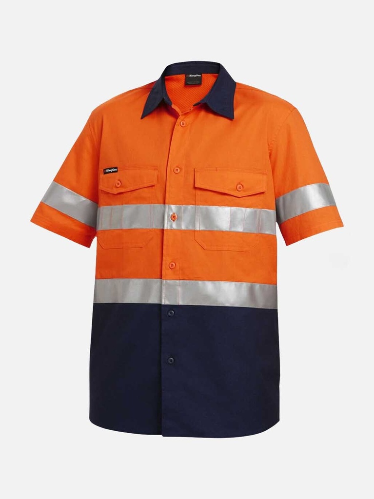 [9400021484079] K54885 - Workcool 2 145gsm Reflective Spliced Short Sleeve (2XS, ORANGE/NAVY)