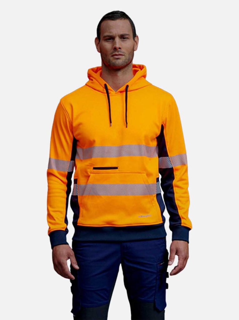 [9352795686329] K55054 - Hi-Vis Reflective Pullover Hoodie (XS, ORANGE/NAVY)