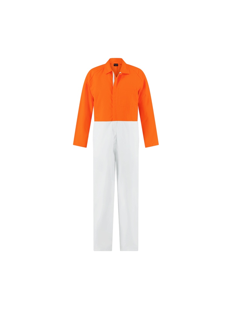 [9400083075864] N2OU05 - OVERALL METAL ZIP HI VIZ LONG SLEEVE (3, WHITE/FLUORO ORANGE)
