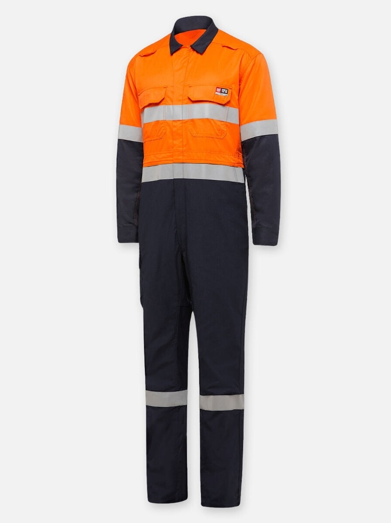 [9400083194084] Y00055 - Shieldtec FR Hi Vis Two Tone Coverall With FR Tape (77, ORANGE/NAVY)