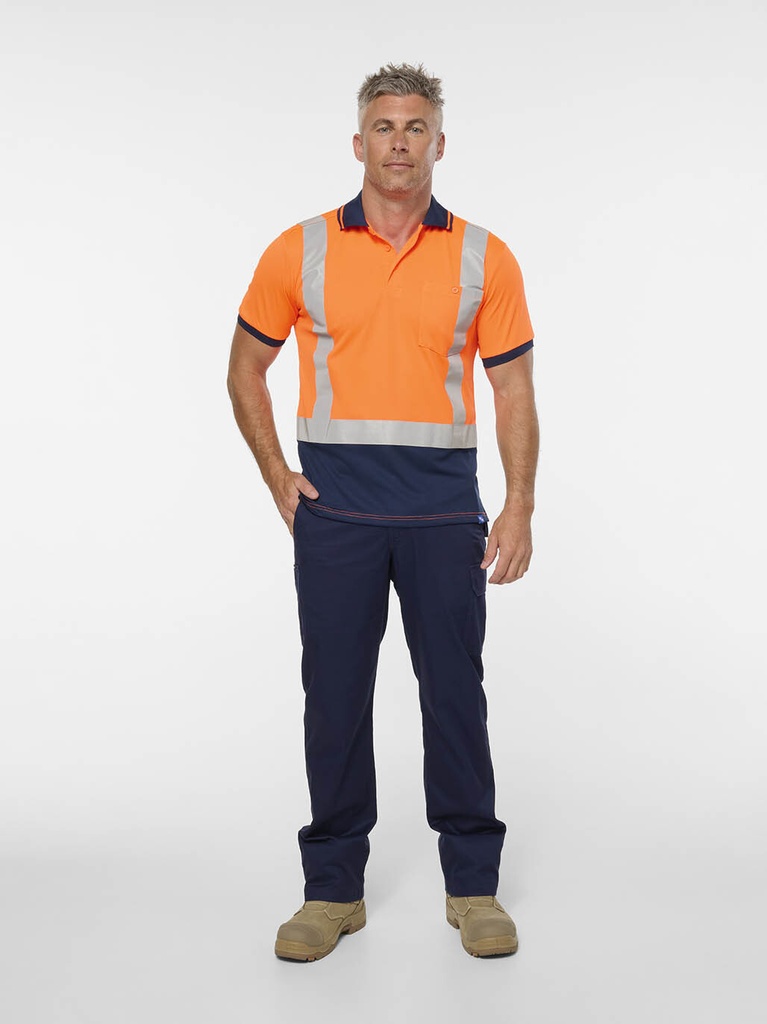 [9400083414281] K54039 - ORIGINALS 2T H TAPED S/S POLO (XS, ORANGE/NAVY)