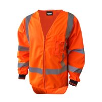 [AVEST313-OR-S] ESKO PREMIUM L/S TTMC-W23 SAFETY VEST - WITH ID POCKET - SIZ (S)