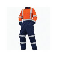 [820021-4] OVERALL LS, 300GSM COTTON, ORANGE/NAVY DN -SIZE (4)