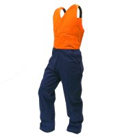 [830001-4] OVERALL ACTION BIB, POLY/COTTON, ORANGE/NAVY-SIZE (4)