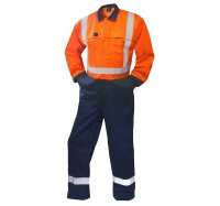 [840021-4] OVERALL FR, 320 GSM 12 CAL, 99% COT 1% AS, ORG/NAV-SIZE (4)