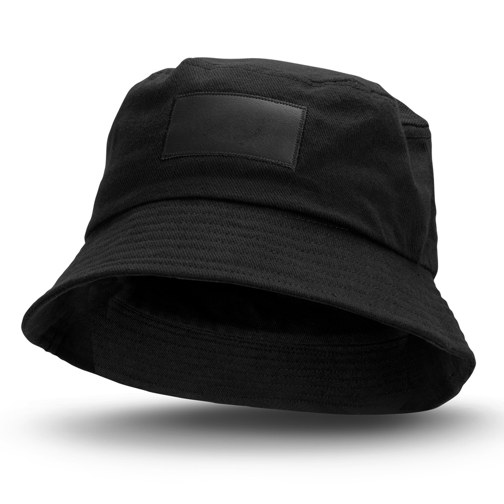 [121912] Bucket Hat with Patch - 121937 (LARGE, Black/Black Patch)